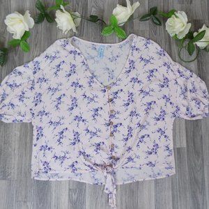 ❤M Fasis floral tie up button down blouse Flowy